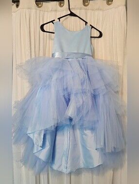 Tip Top Kids Light Blue High Low Tulle Layered Party Dress Size 6